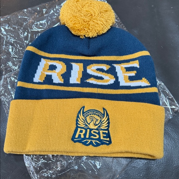 Other - Grand Rapids Rise fans! Unisex Pom-Pom Beanie - Blue and Yellow. NWT